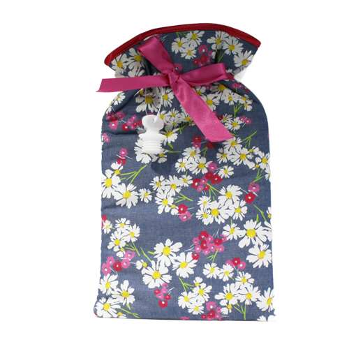 vagabond Hot Water Bottle With Denim Floral Cover