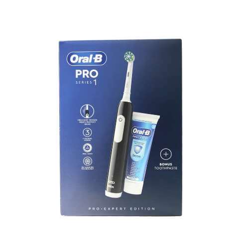 Oral B Pro 1 650 Black Edition Cross Action Electric Toothbrush + Toothpaste