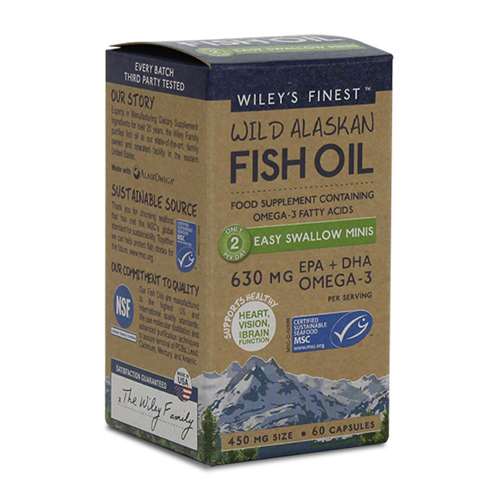 Wiley's Finest Wild Alaskan Fish Oil 630mg Capsules 60 (glass)