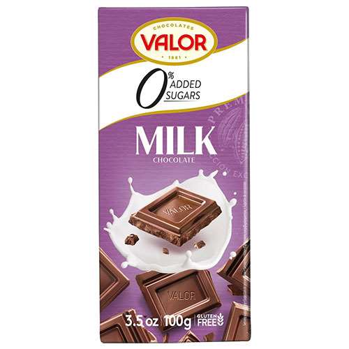 Valor 0 added sugar Milk Chocolate 100g