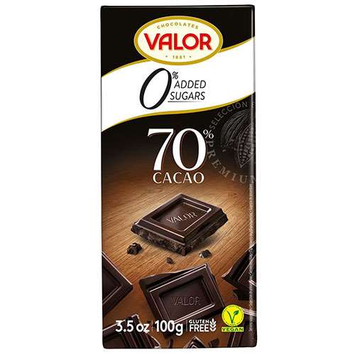 Valor 0 added sugar 70 Dark Chocolate 100g