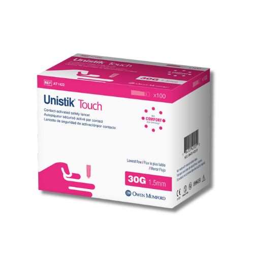 Unistik Touch Contact Activated Lancets 30g 1.5mm x 100