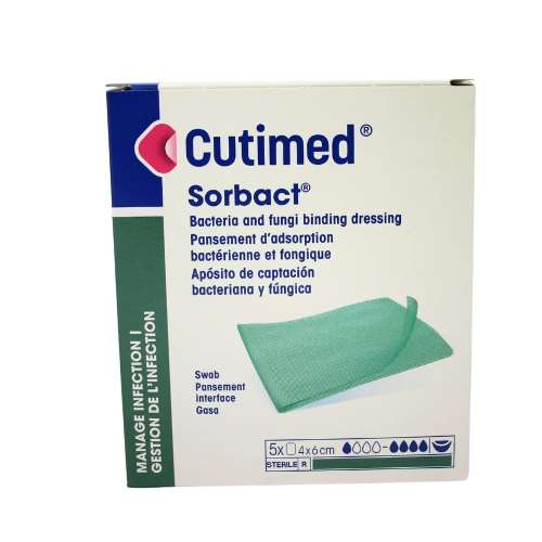 Cutimed Sorbact Swabs 4cm by 6cm 5pack