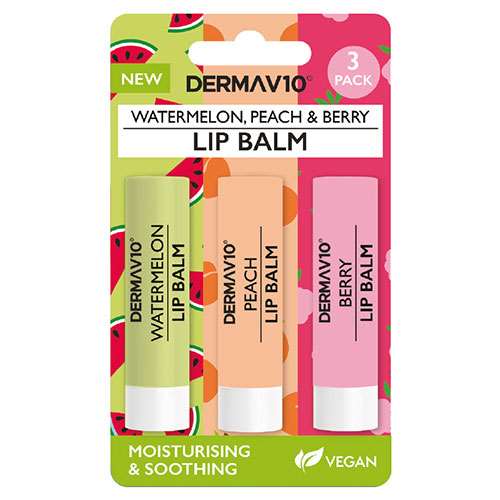 Derma V10 Lip Balm Fruity 3 Pack