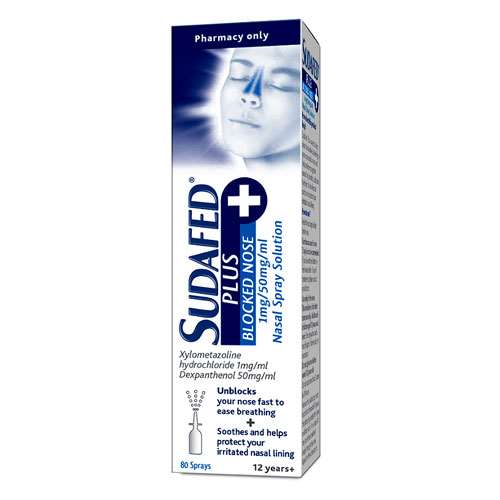 Click to view product details and reviews for Sudafed Plus Blocked Nose Spray 10ml.