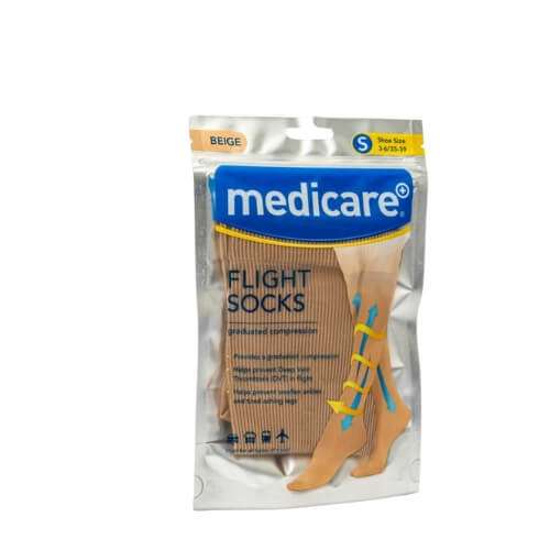 Medicare Flight Socks Beige Medium Size 6-9