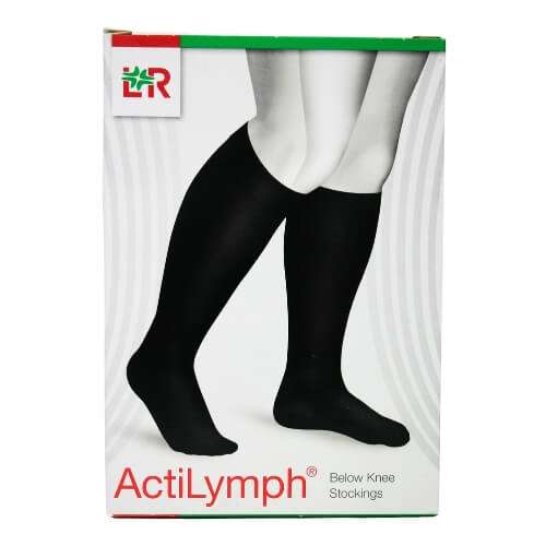 Click to view product details and reviews for Actilymph Below Knee Stockings Black Open Toe Class 1 Large 88408.