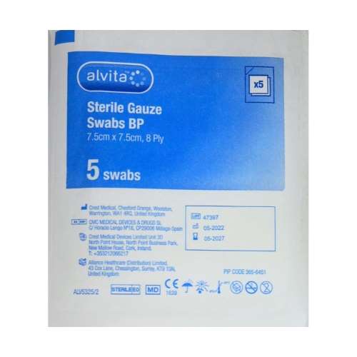 Click to view product details and reviews for Alvita Sterile Gauze Swabs 75cmsq 8 Ply 5 Swabs.