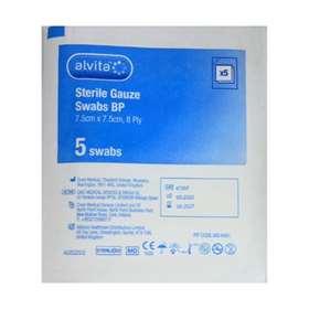 Alvita Sterile Gauze Swabs 7.5cmsq 8 Ply 5 Swabs