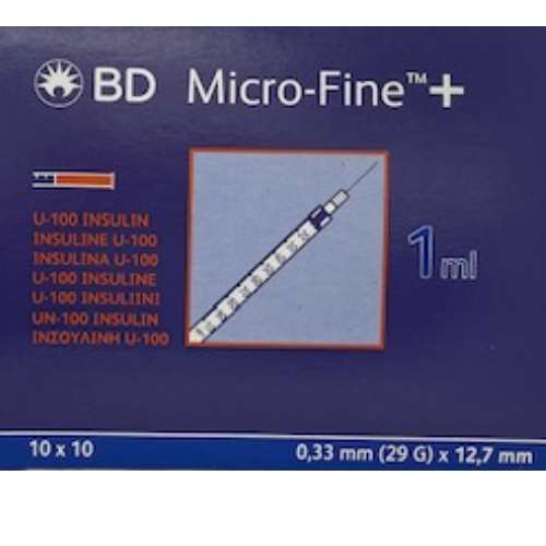 BD Micro-Fine+ Insulin Syringes 100 x 1ml 12.7mm (29G)