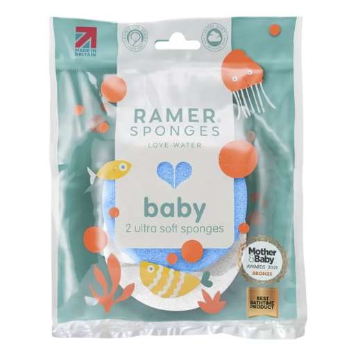 Ramer 2 Baby Sponges Pale Blue And White