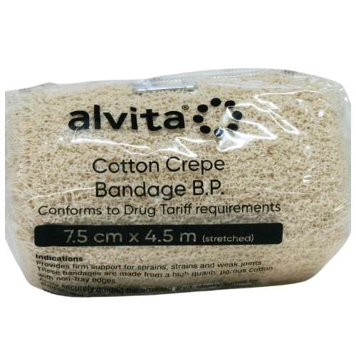 Click to view product details and reviews for Alvita Cotton Crepe Bandage 75cm X 45cm Stretched.