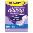 Always Discreet Extra Secure Pads Long Plus 16