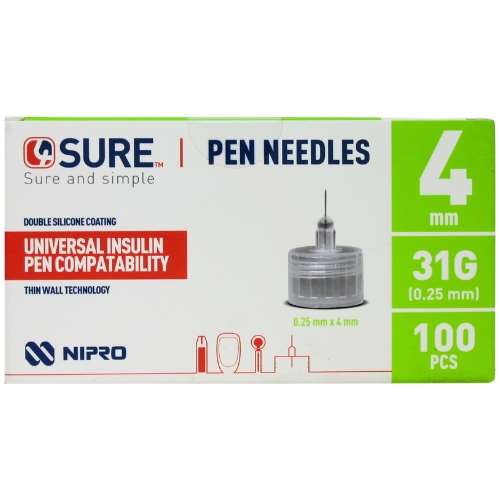 4Sure Pen Needles 4mm 31G 100 PCS