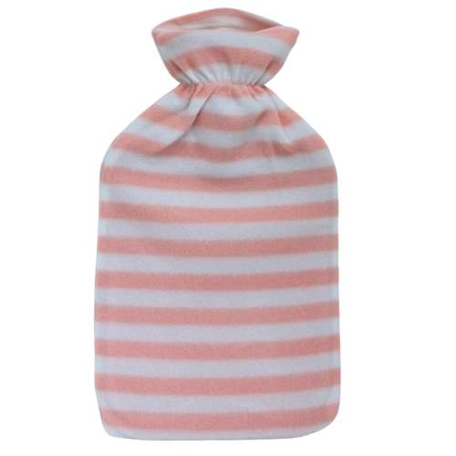 Life Hot Water Bottle With Pink Stripey Fleece Cover
