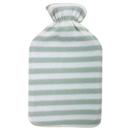 Life Hot Water Bottle With Grey Stripey Fleece Cover