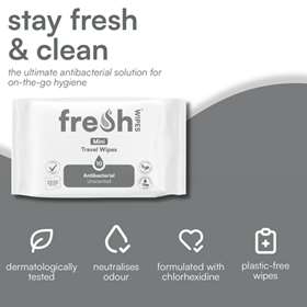 Fresh Mini Antibacterial Unscented Travel Wipes 10