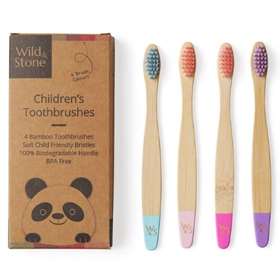 Wild & Stone Kids Bamboo Toothbrushes Candy 4 Pack