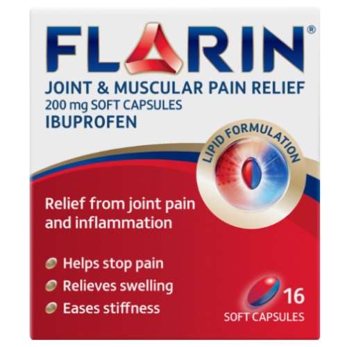 Click to view product details and reviews for Flarin Joint Muscular Pain Relief 200mg Soft Capsules 16.