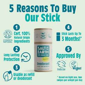 Salt Of The Earth Natural Refill Deodorant Stick Unscented 75g