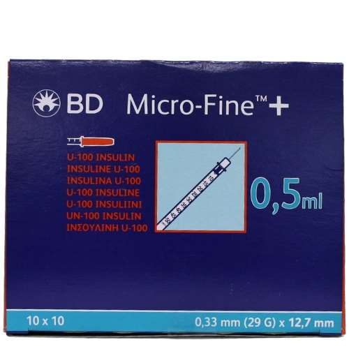 BD Micro-Fine+ Insulin Syringes 100 x 0.33mm (29G) x 12.7mm 0.5ml