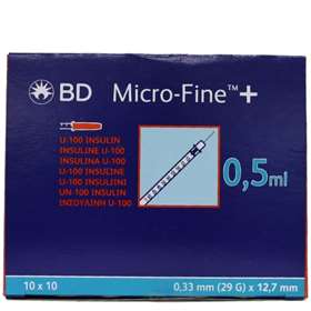 BD Micro-Fine+ Insulin Syringes 100 x 0.33mm (29G) x 12.7mm 0.5ml