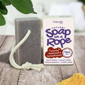 Friendly Soap Natural Soap on a Rope Woody Patchouli & Sandalwood 125g