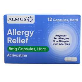 Almus Allergy Relief Acrivastine 8mg Hard Capsules 12