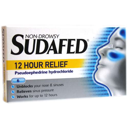 Sudafed 12 Hour Decongestant Tablets 6 ExpressChemist.co